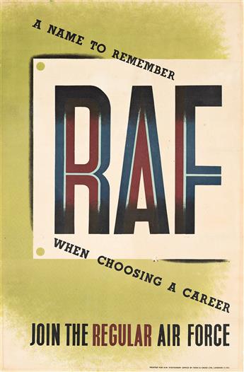 TOM ECKERSLEY (1914-1997) & HOLMES (DATES UNKNOWN).  RAF. Two posters. Circa 1945. Each 29½x19¼ inches, 75x48 cm. Fosh & Cross Ltd., Lo